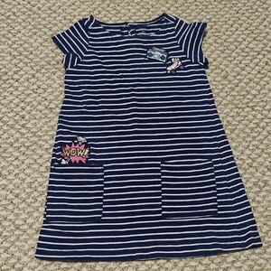 Carter's Navy and White Striped Dress with Fun Patches